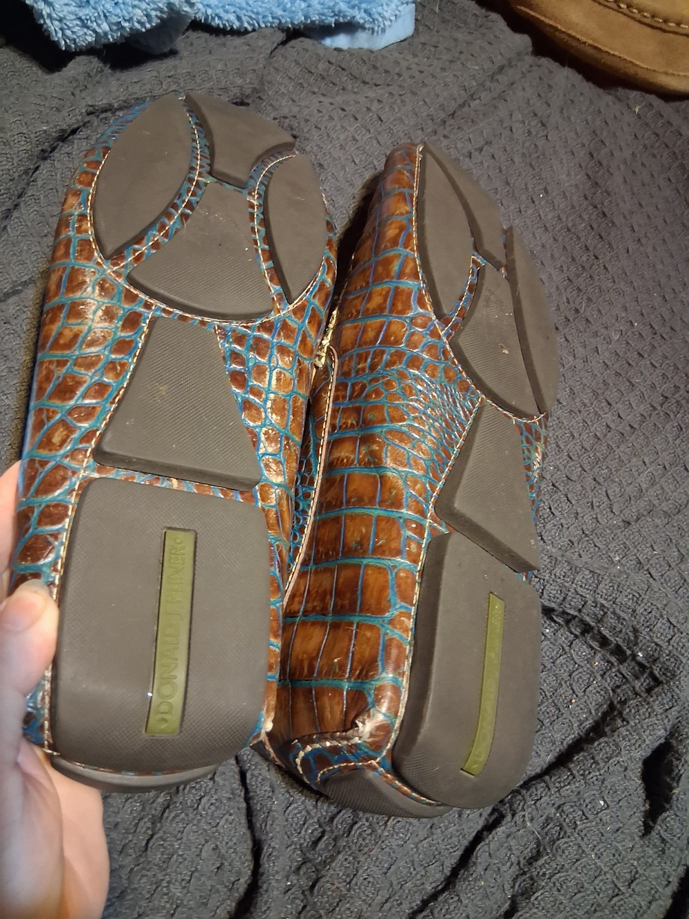 Donald J Pliner Mens Size 12 DEKEL Croc Print Leather Suede Driving Shoes Penny - Picture 5 of 7